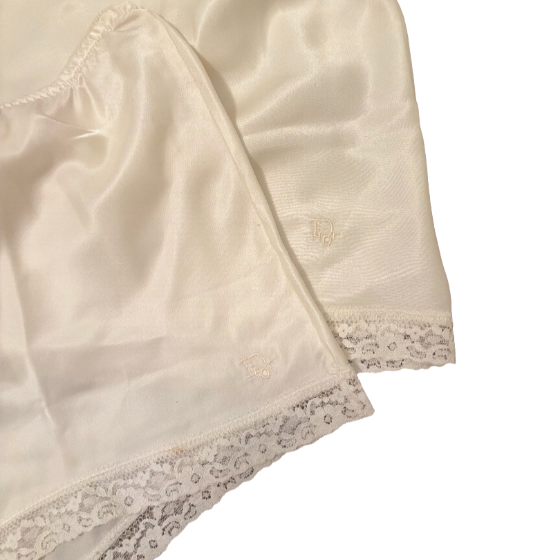 Dior Lace Trim Satin Cami Top and Shorts Lingerie Set
