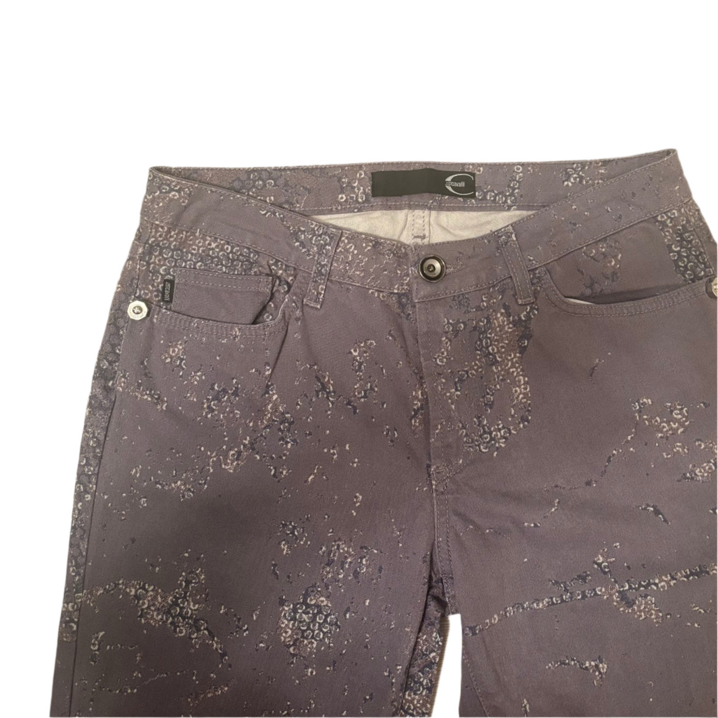Cavalli Gray Printed Jeans