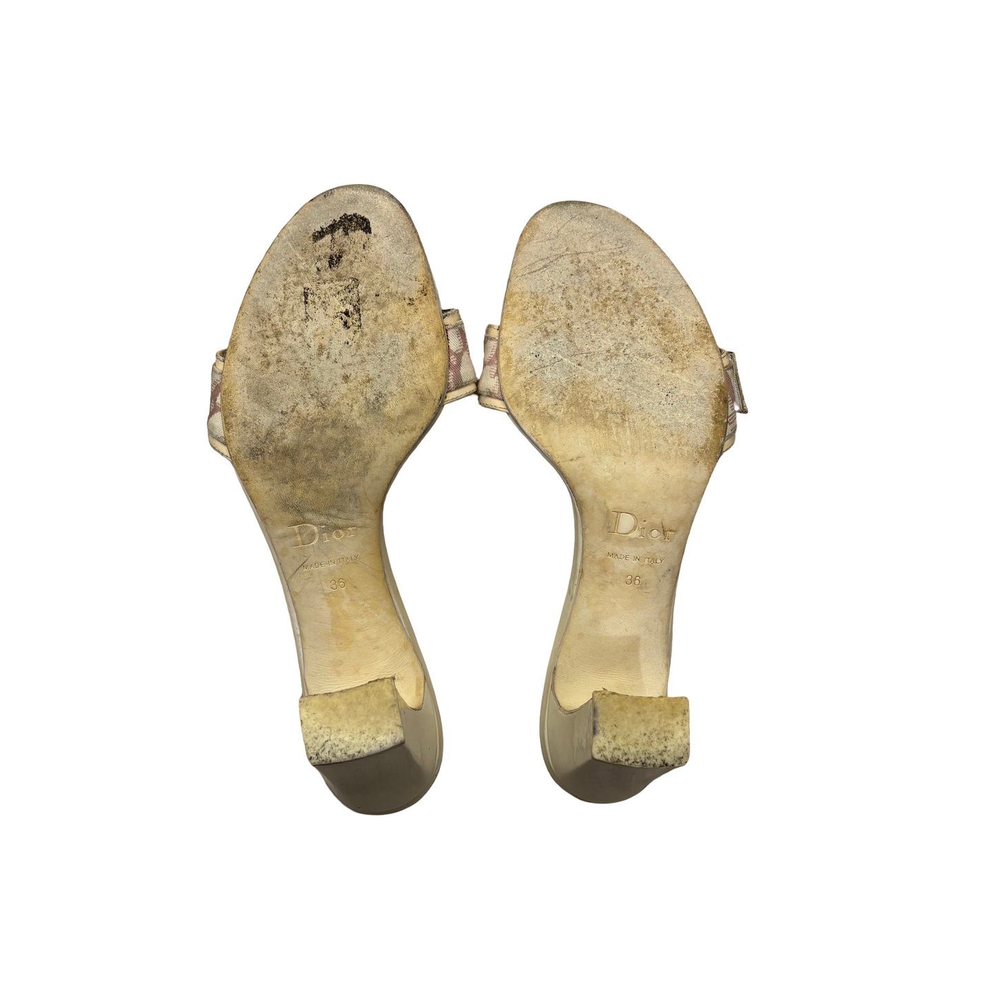 Dior Pink Trotter Logo Buckle Block Heels