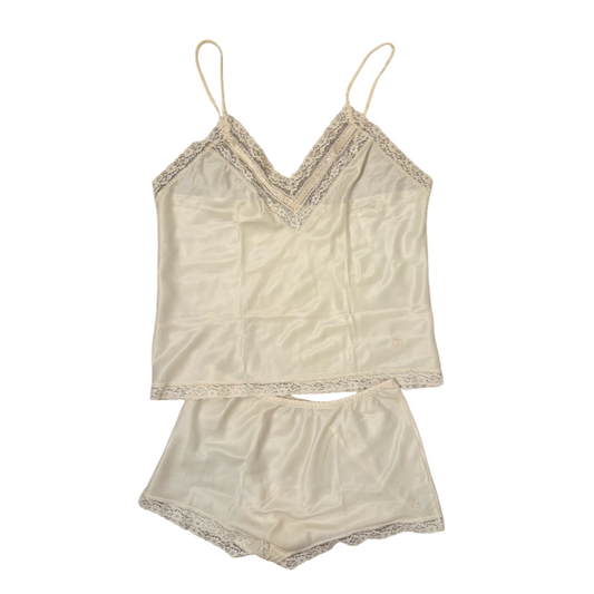 Dior Lace Trim Satin Cami Top and Shorts Lingerie Set