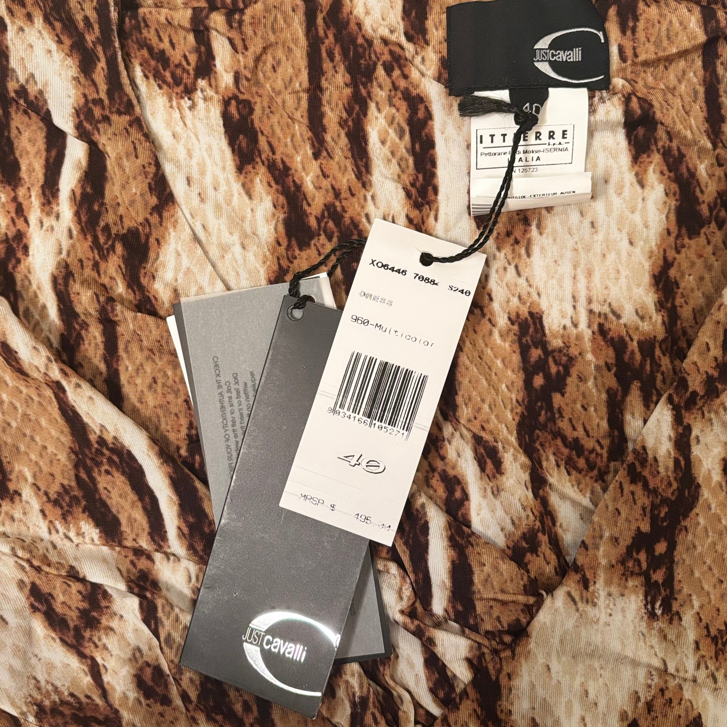 Cavalli Snake Print Ruched Bodycon Mini Dress