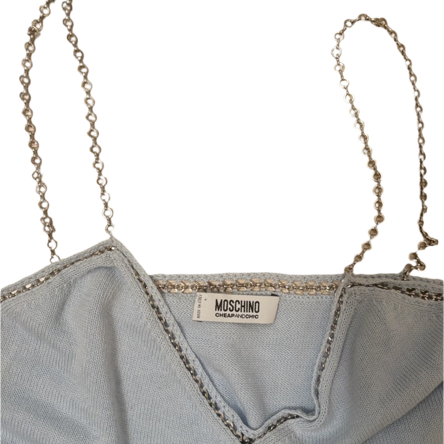 Moschino Chain Detail Blue Tank Top