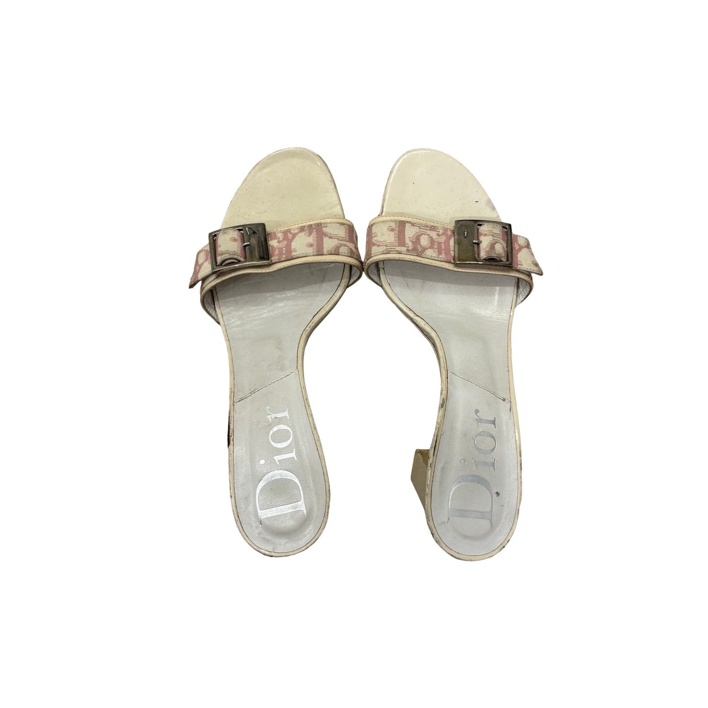 Dior Pink Trotter Logo Buckle Block Heels